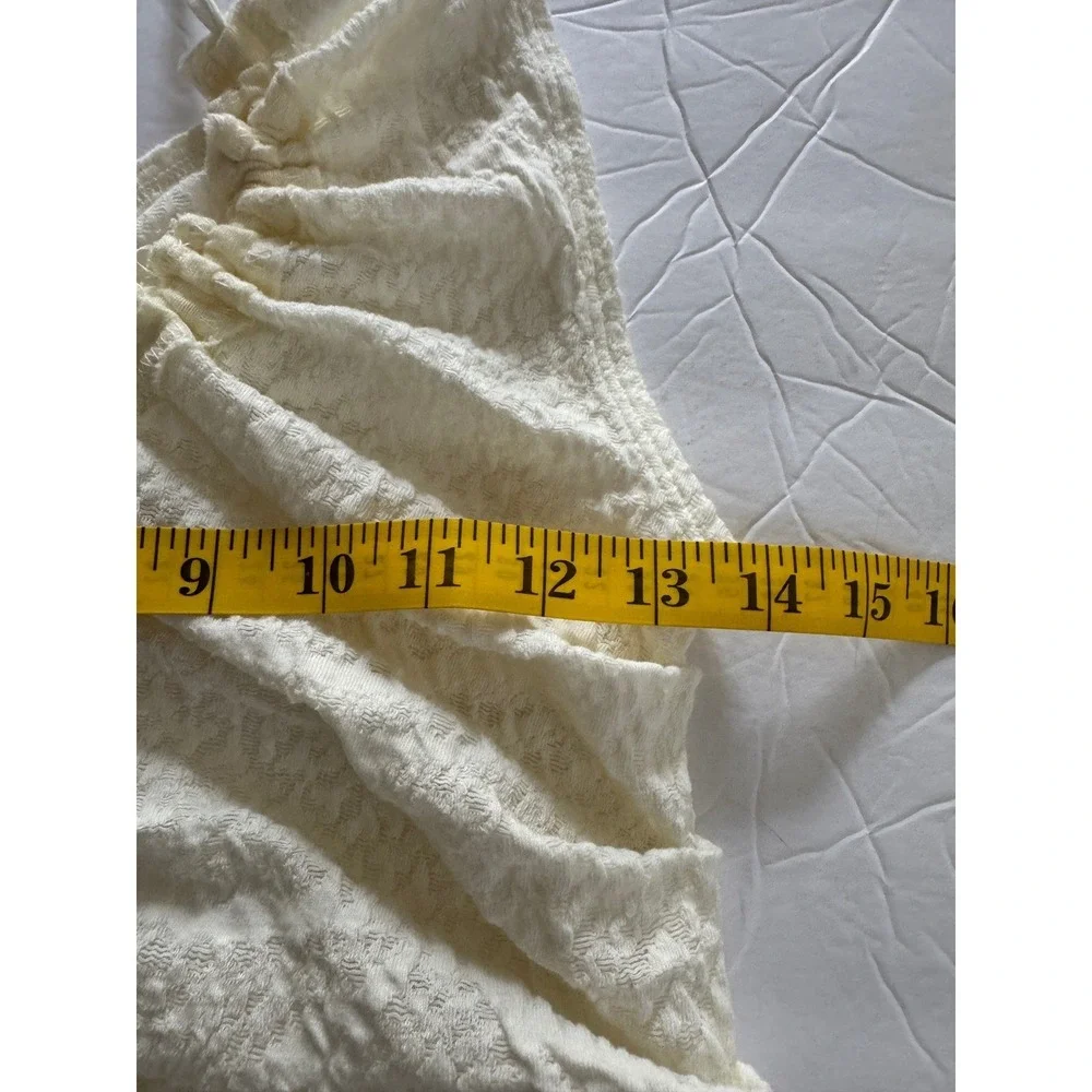 Free People Halter Top Womens M Ivory Gardenia Ruched Cut‎ Out Boho